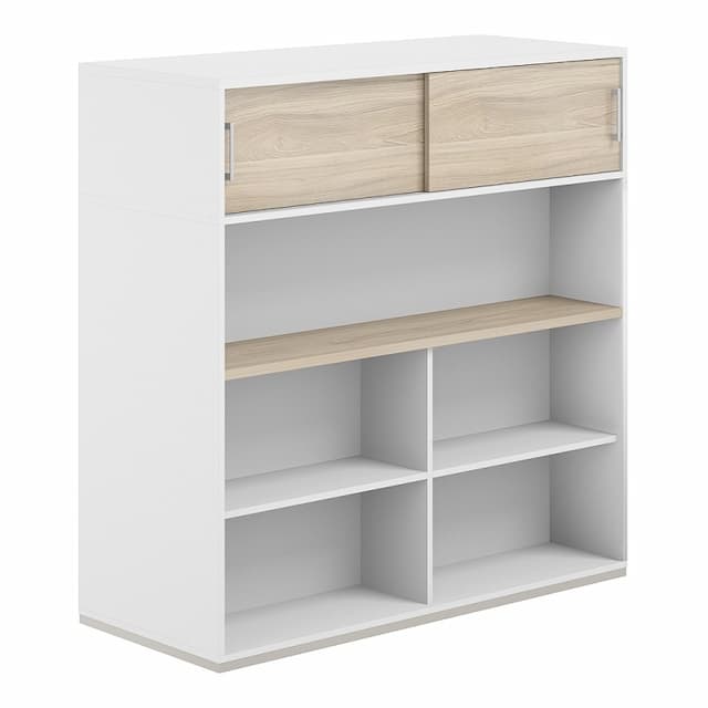 Стеллаж-комбо 1438 двухсторонний Norden Allegro AG.255.220.675.WH с антресолью и с экраном ЛДСП